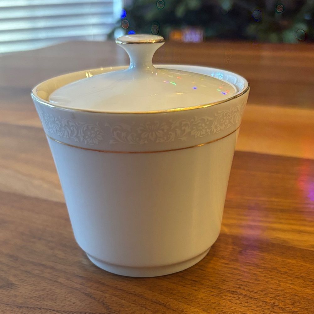 Royalton China Co Japan Translucent Porcelain Gold Rim Floral Pattern Sugar Bowl